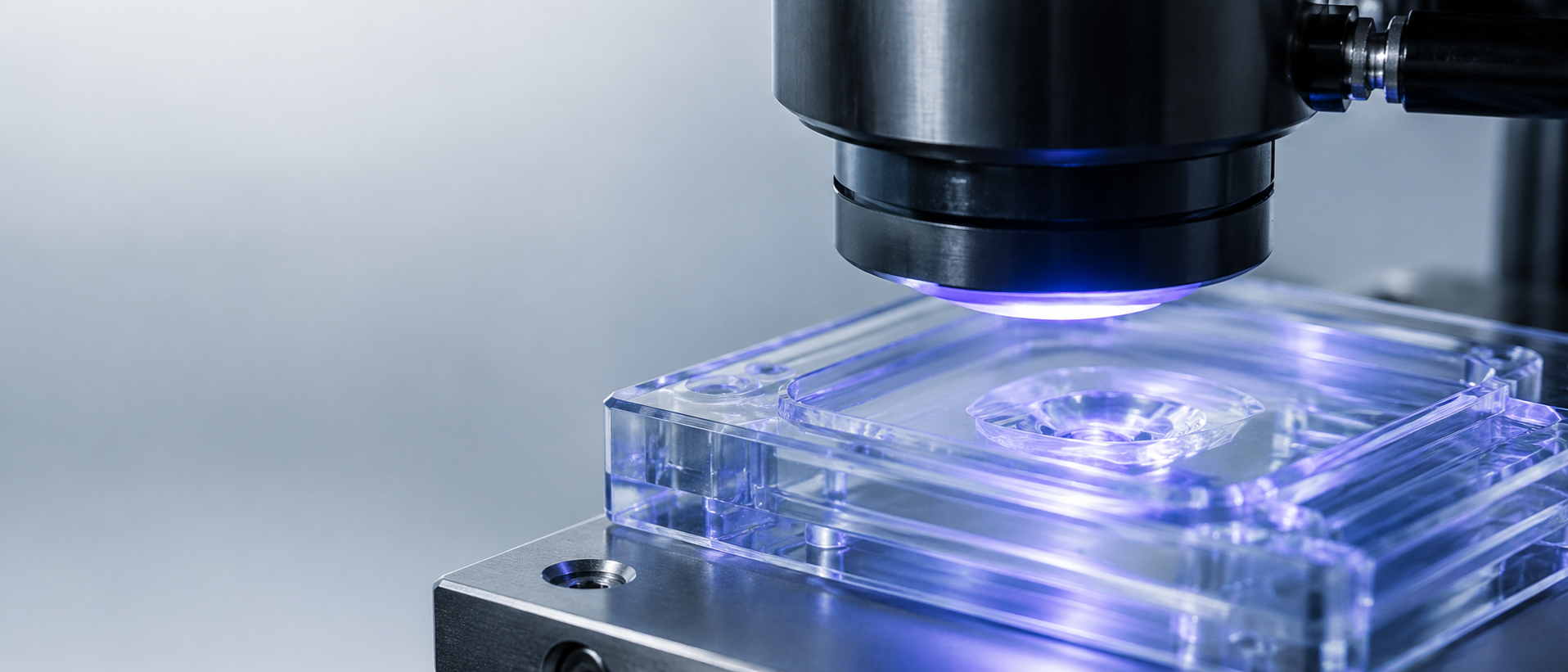 UV adhesive process setup with precision placement tooling